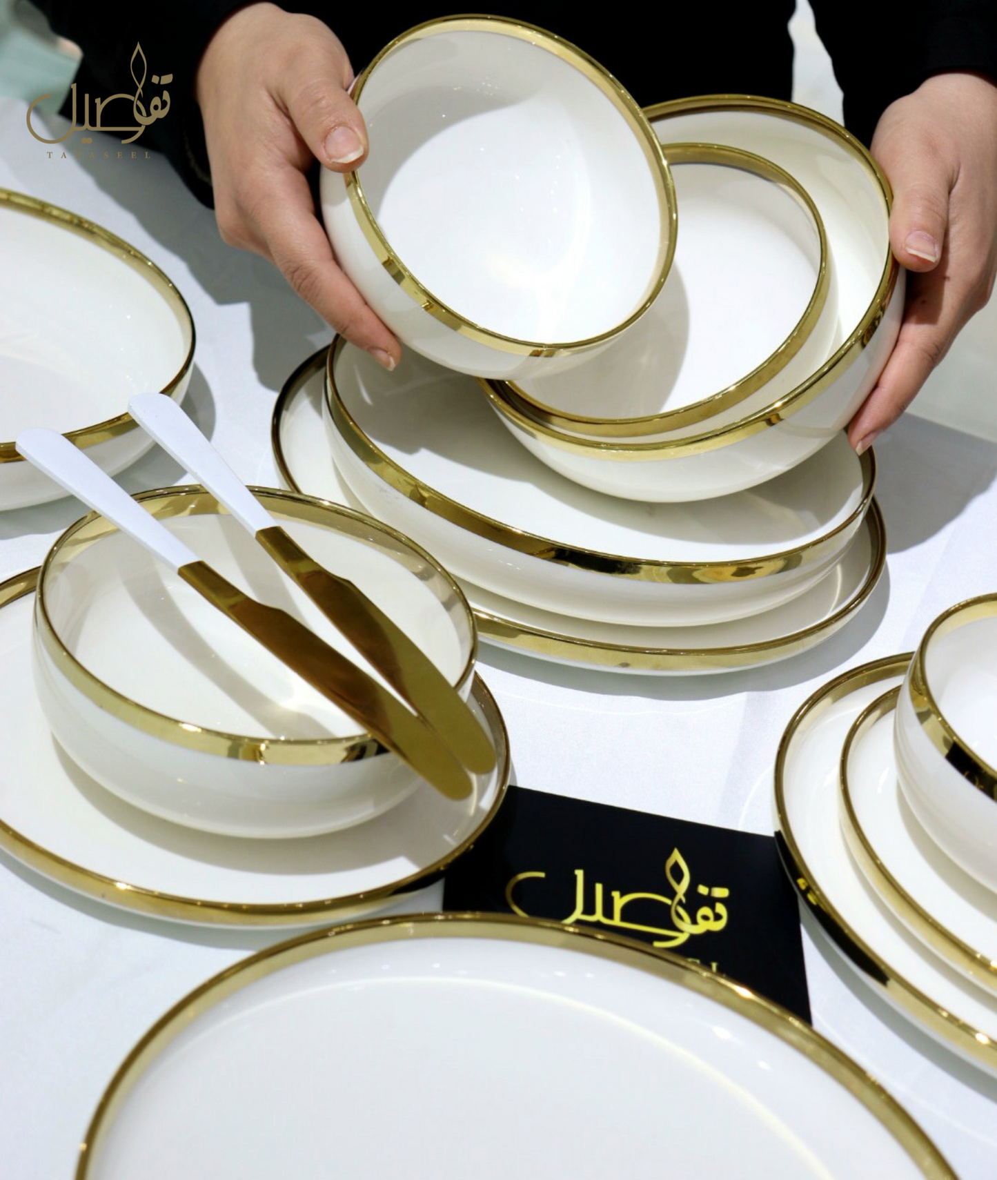 VAISSELLE PORCELAINE BLANC DORE