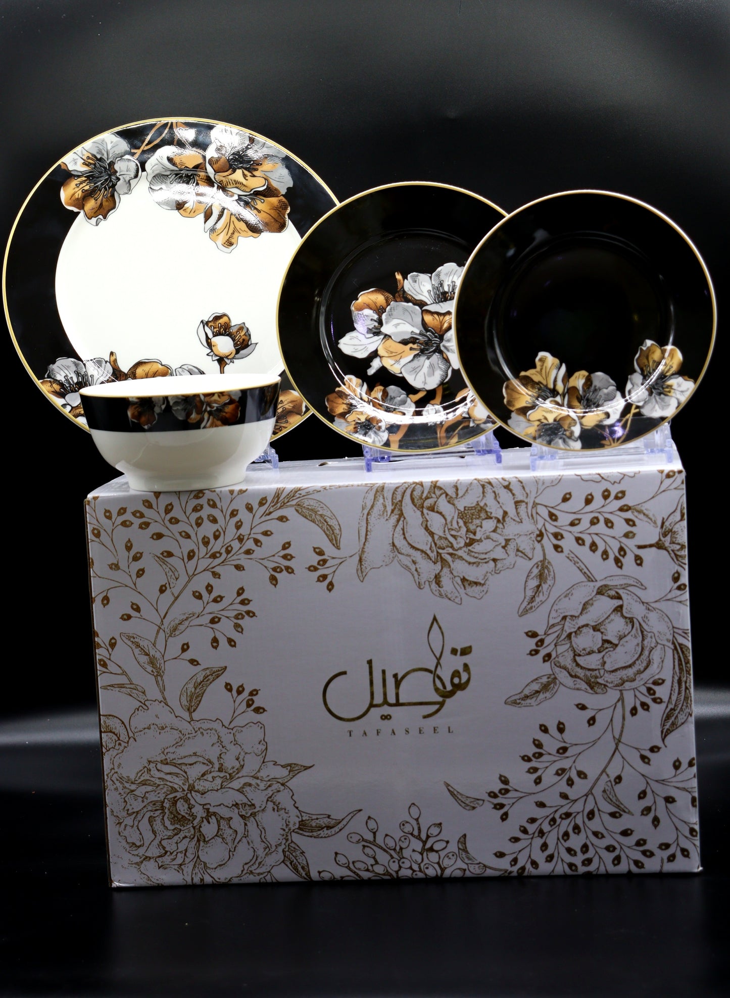 SERVICE DE TABLE NOIR 24 PCS