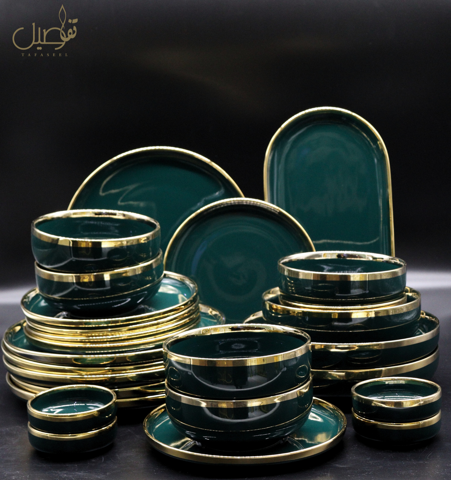 VAISSELLE PORCELAINE VERT ROYALE