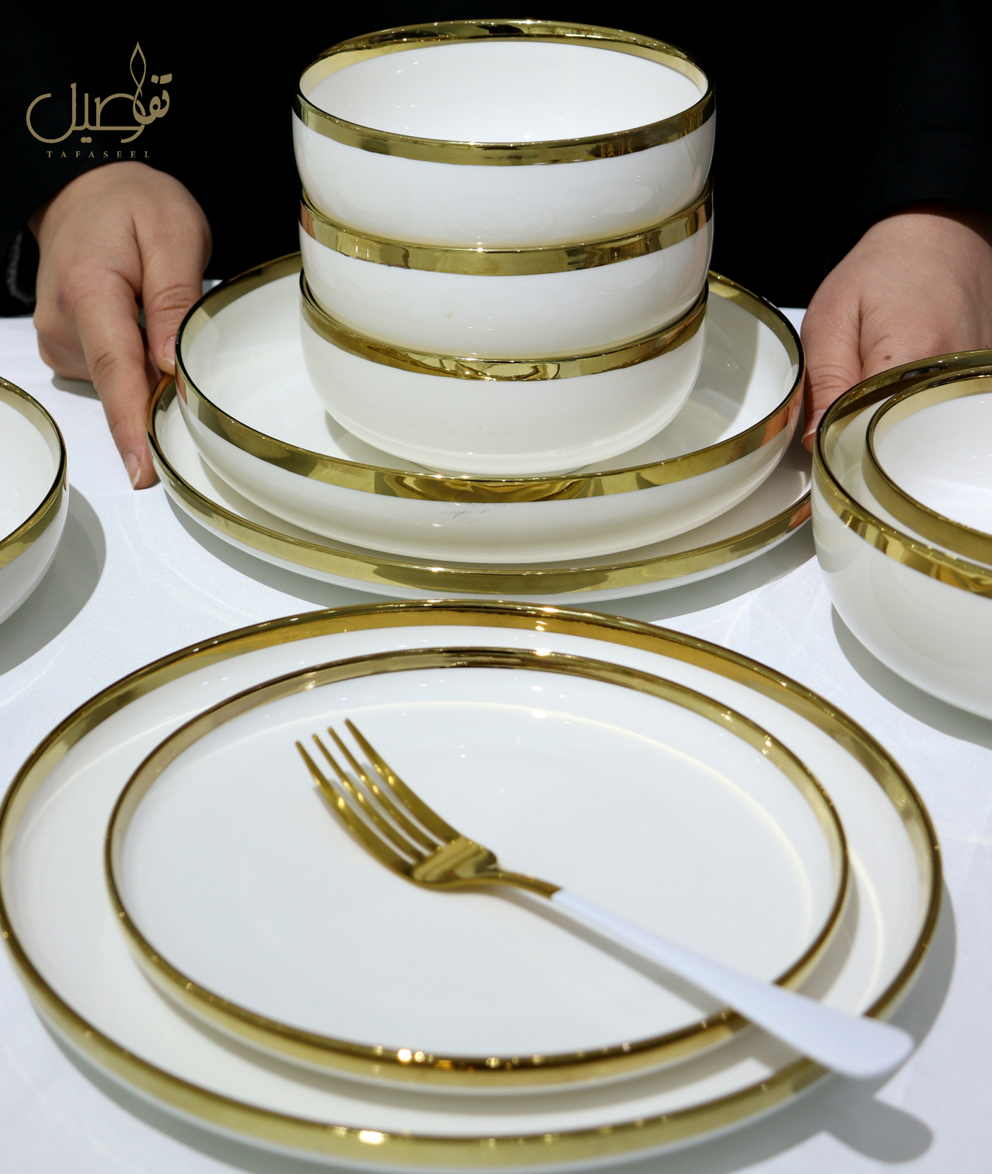 VAISSELLE PORCELAINE BLANC DORE