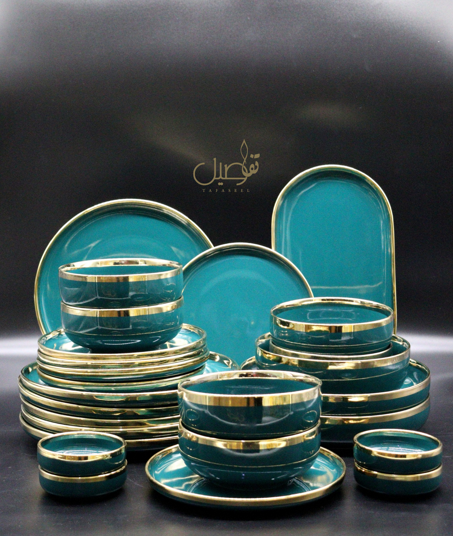 VAISSELLE PORCELAIRE VERT FONCE