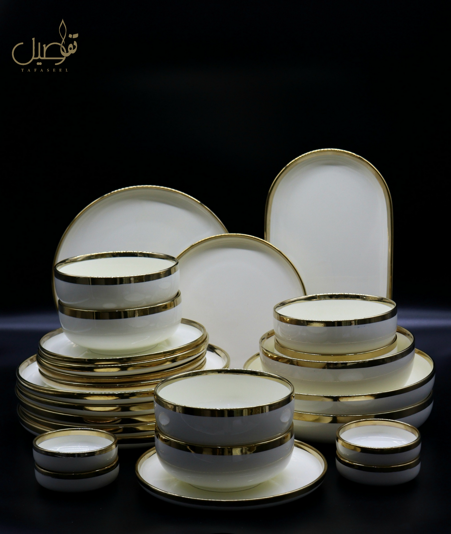 VAISSELLE PORCELAINE BLANC CASSE DORE