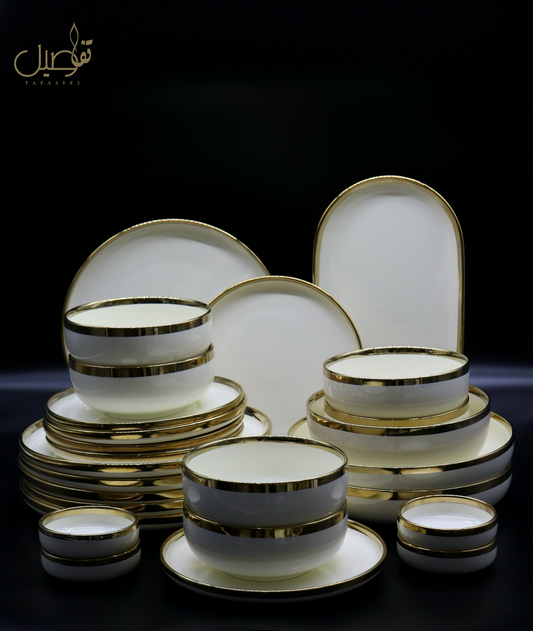 VAISSELLE PORCELAINE BLANC CASSE DORE