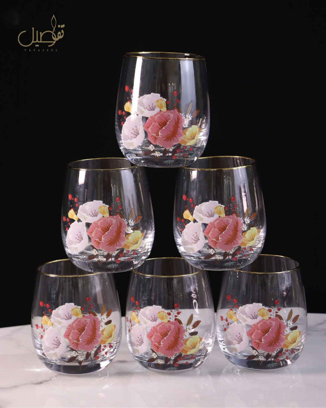 Set de 12 verres motif fleur 12 PCS
