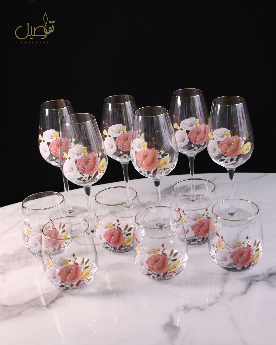 Set de 12 verres motif fleur 12 PCS