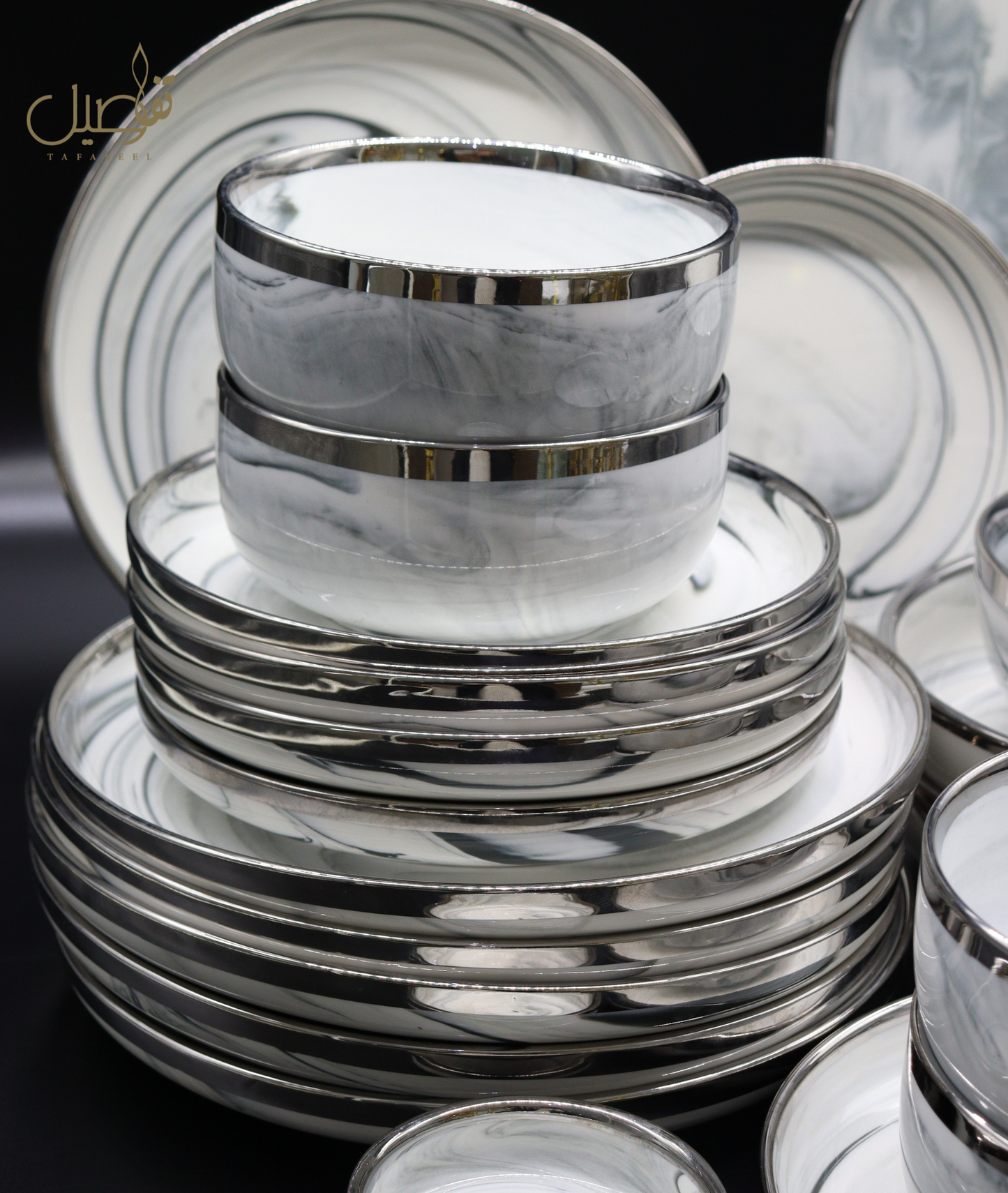 VAISSELLE PORCELAINE MARBRE