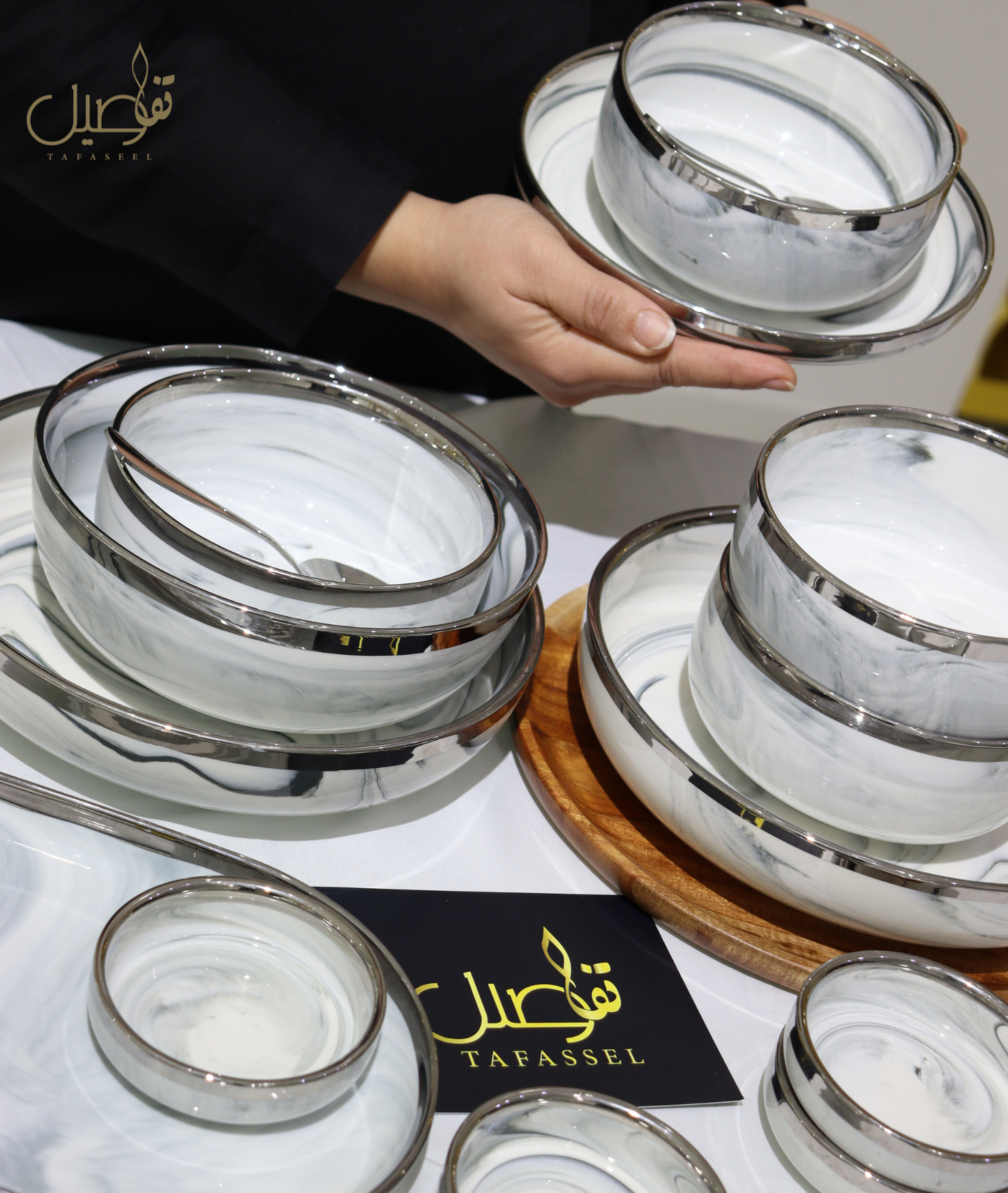 VAISSELLE PORCELAINE MARBRE