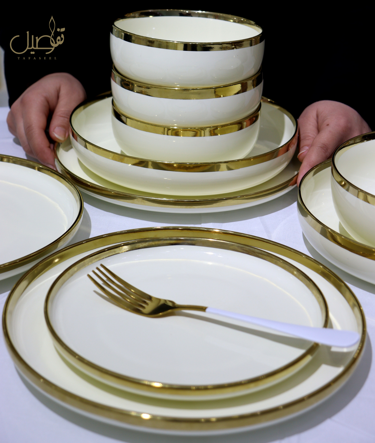 VAISSELLE PORCELAINE BLANC CASSE DORE