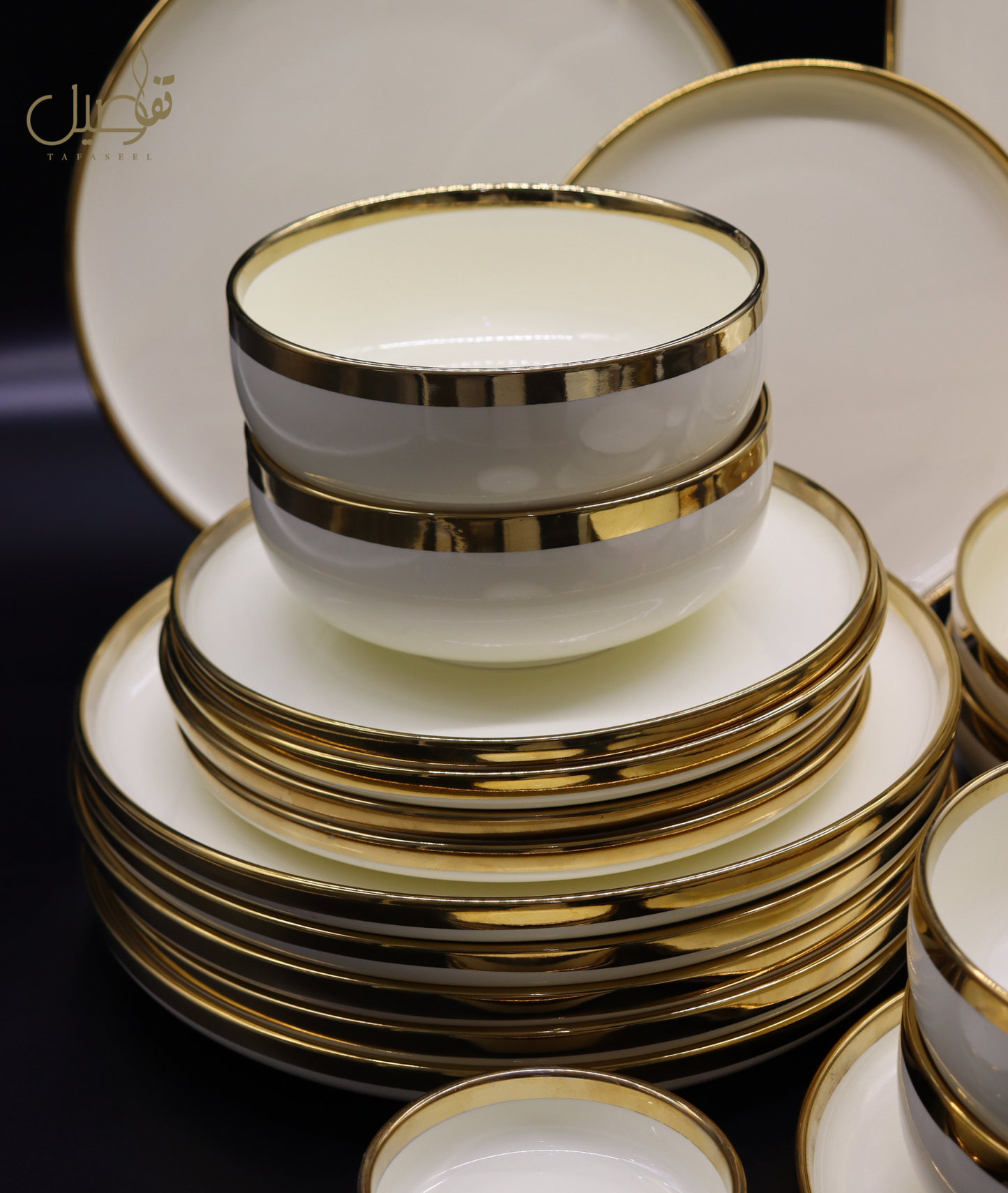 VAISSELLE PORCELAINE BLANC CASSE DORE