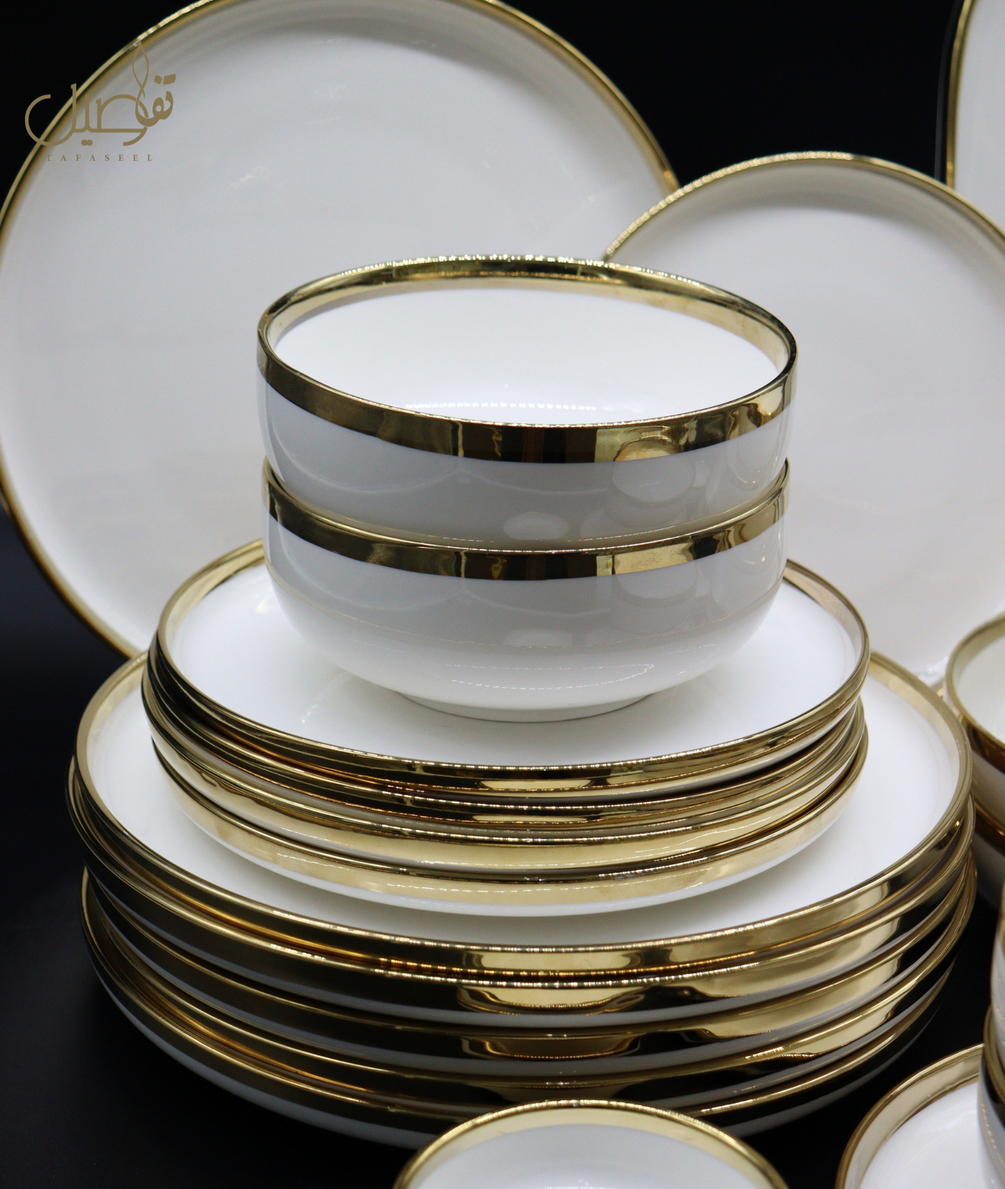 VAISSELLE PORCELAINE BLANC DORE