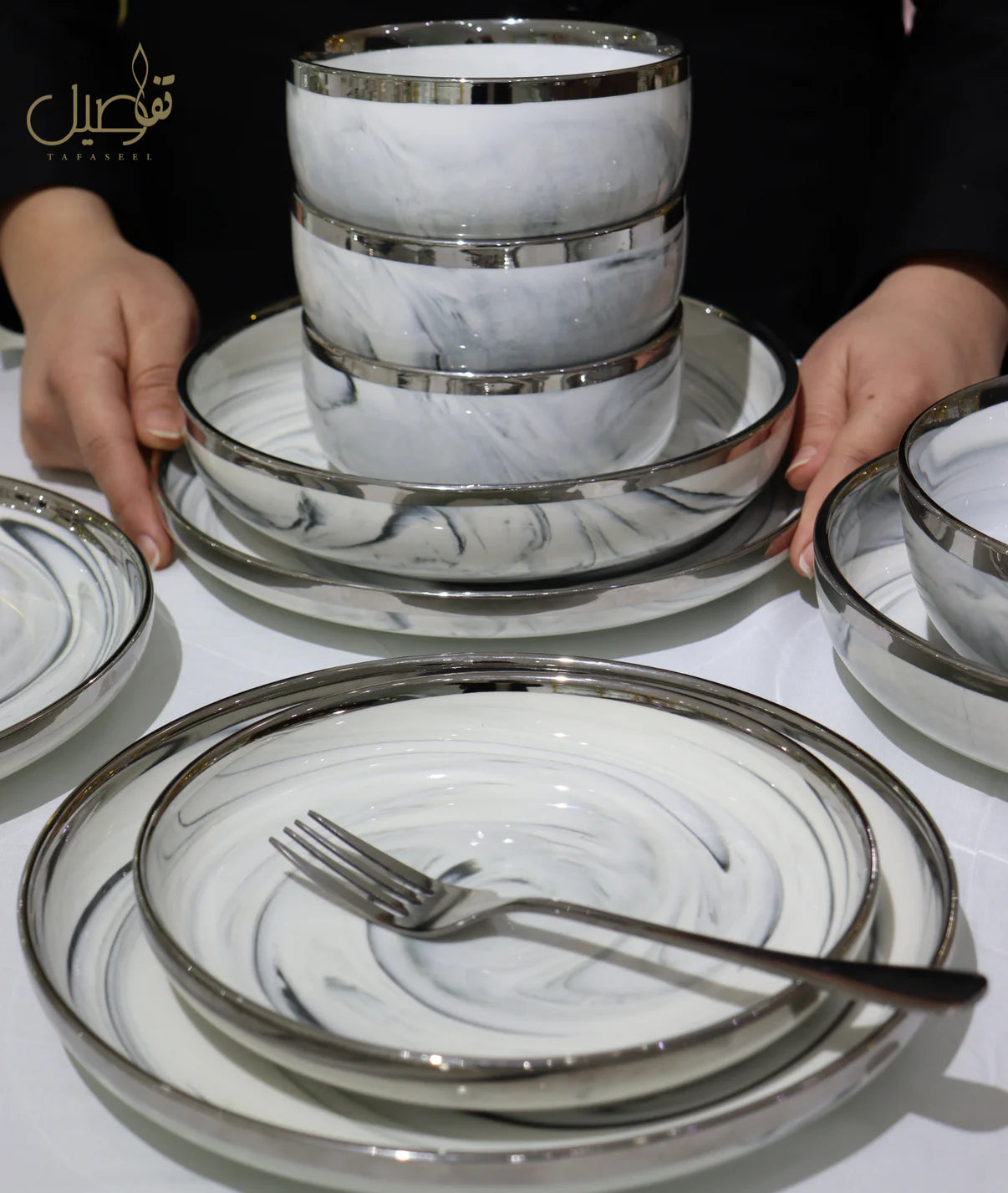 VAISSELLE PORCELAINE MARBRE