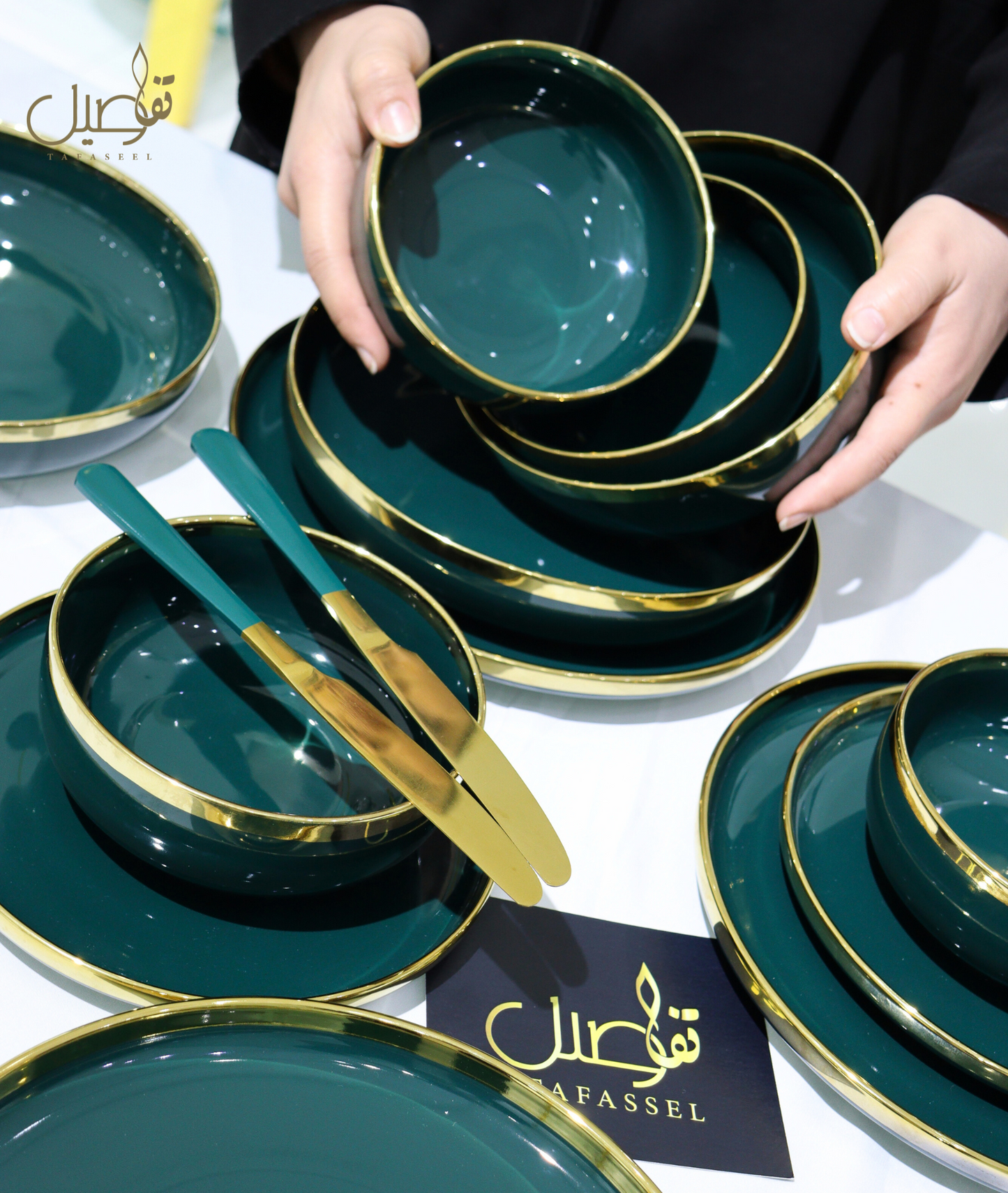 VAISSELLE PORCELAINE VERT ROYALE