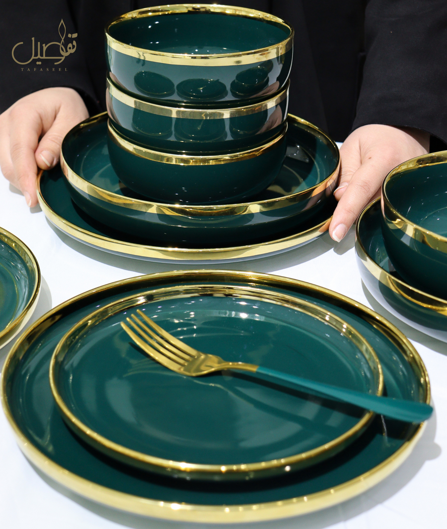 VAISSELLE PORCELAINE VERT ROYALE