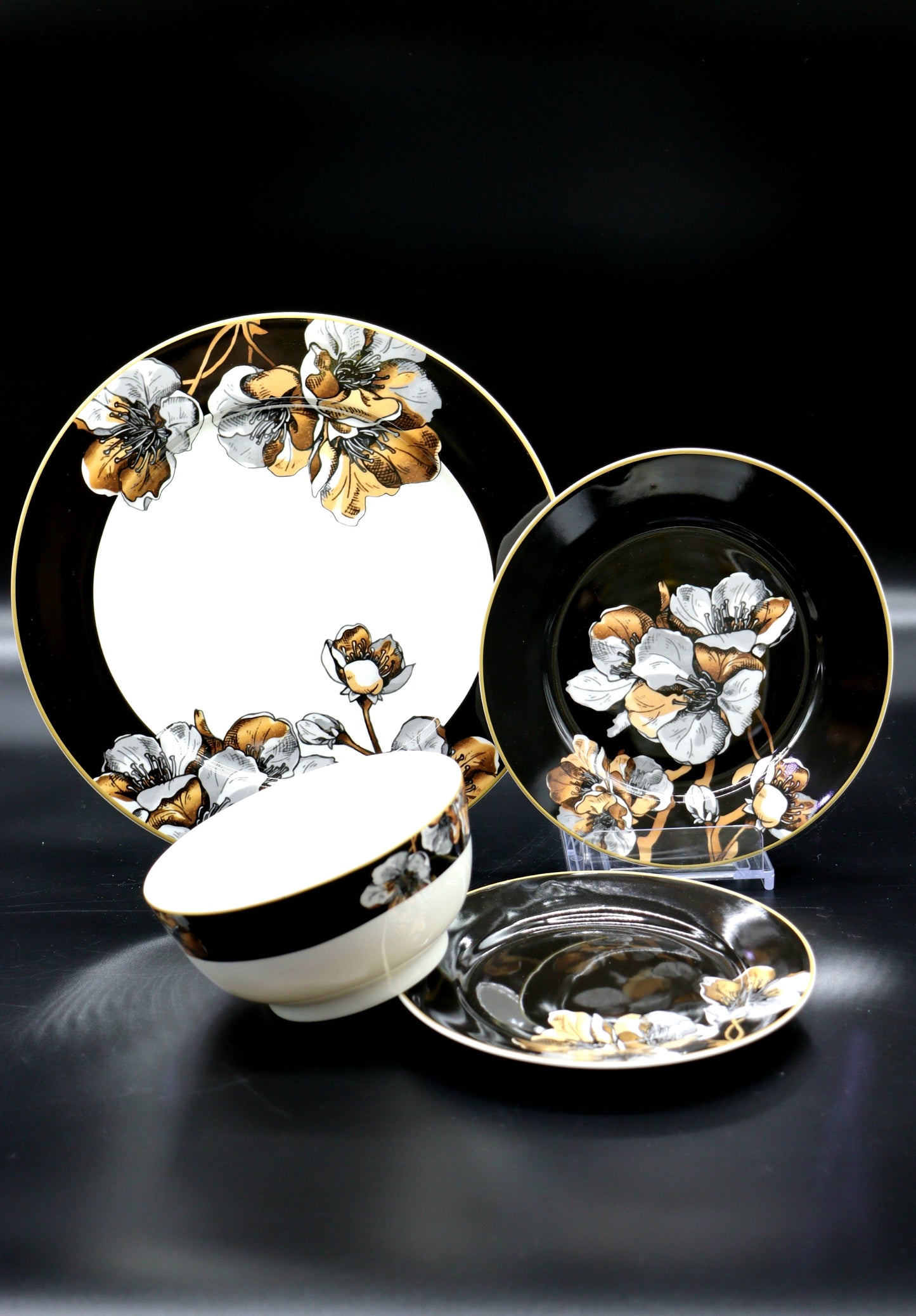 SERVICE DE TABLE NOIR 24 PCS