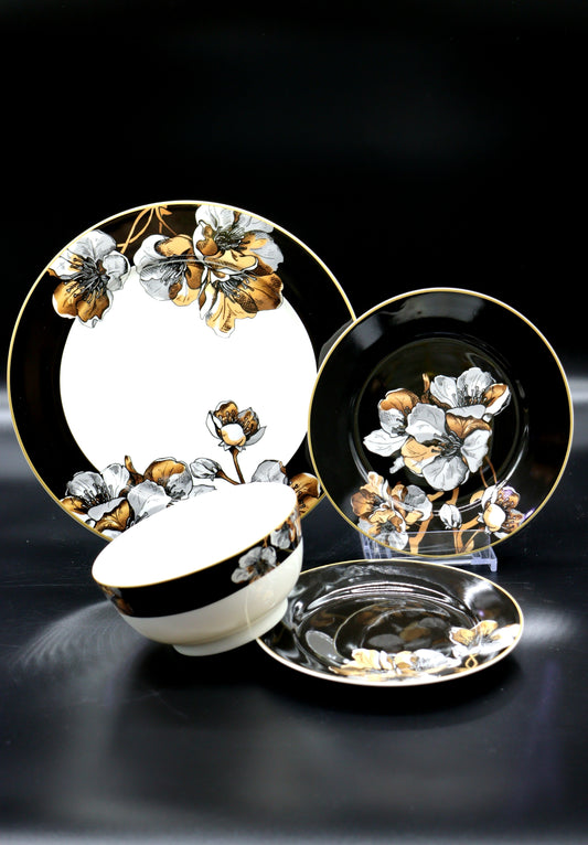 SERVICE DE TABLE NOIR 24 PCS